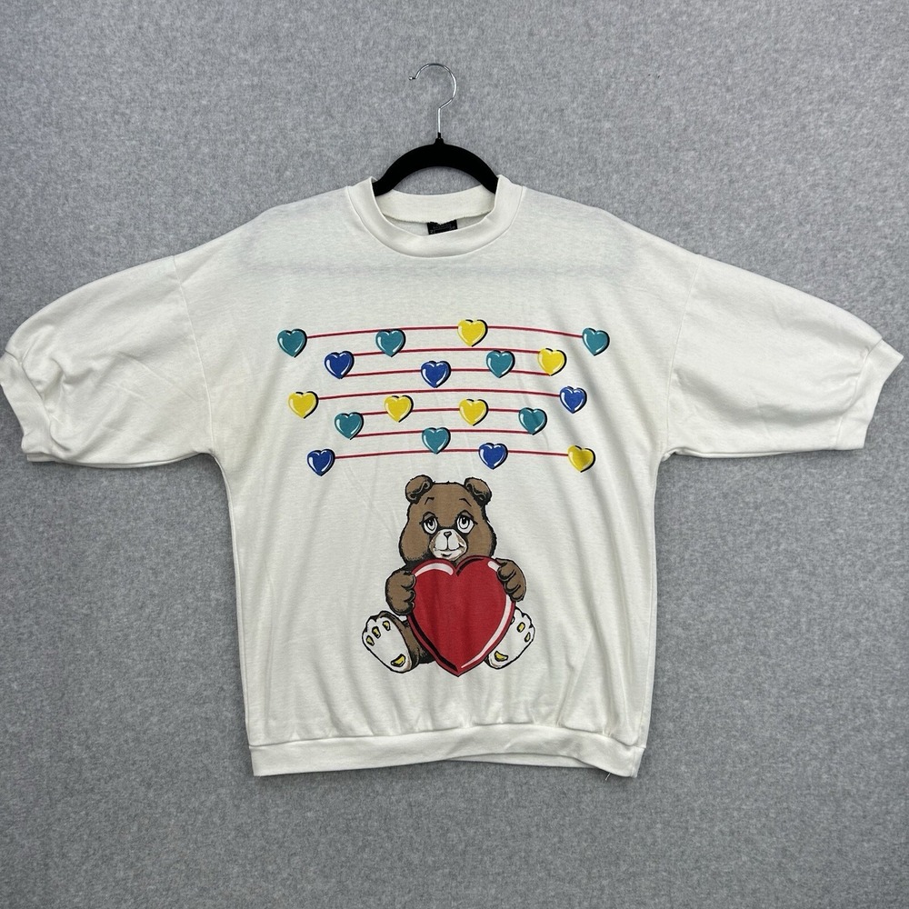 Vintage 90s Y2K Fashion Square Valentine Teddy Bear T Shirt Womens Sz M Love USA